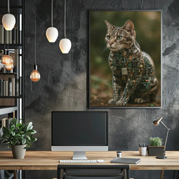 Cybernetic Cat Art: Futuristic Sci-Fi Poster PosterGoat