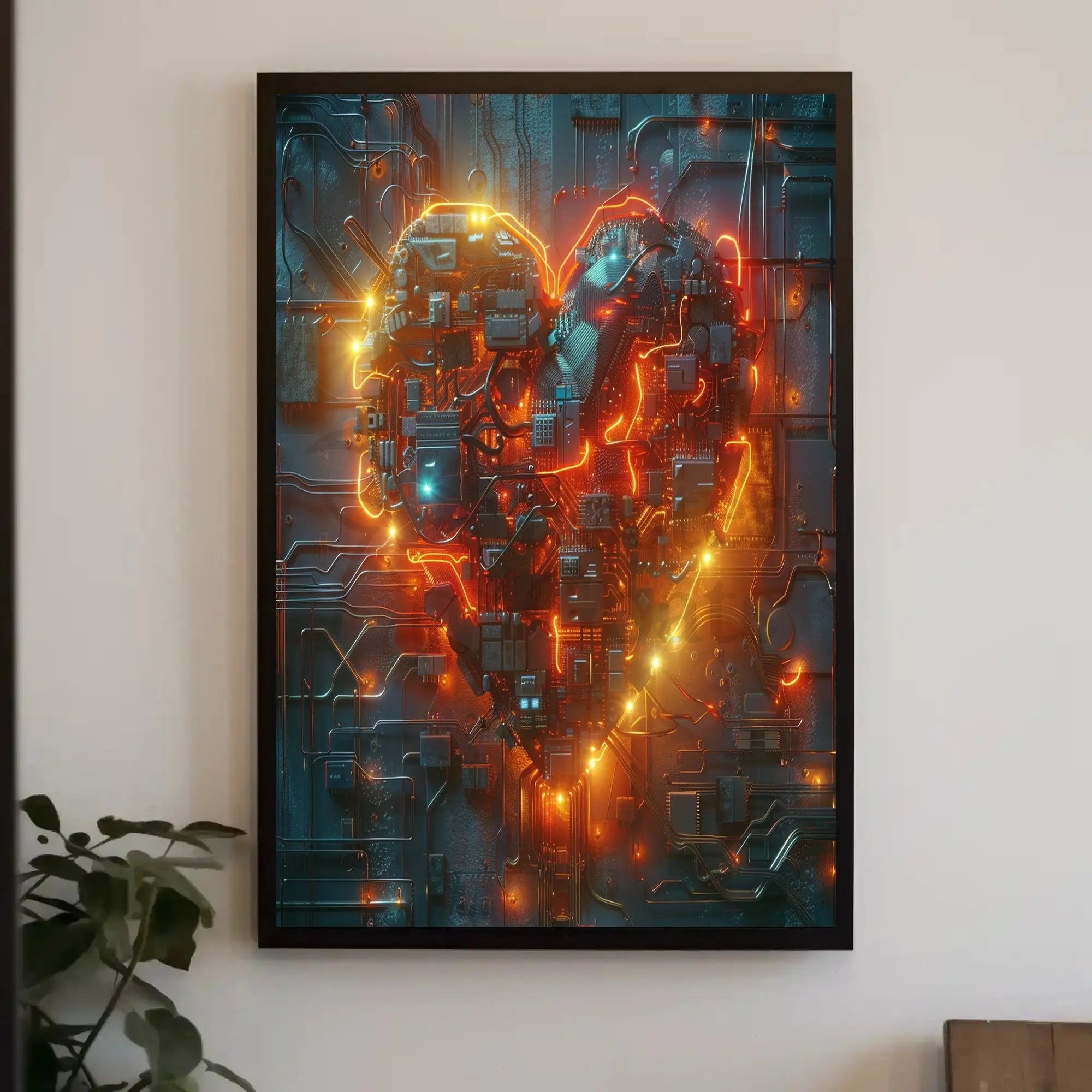 Cybernetic Heart Circuitry: Futuristic Sci-Fi Poster PosterGoat