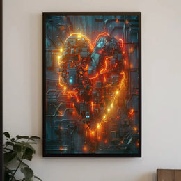 Cybernetic Heart Circuitry: Futuristic Sci-Fi Poster PosterGoat
