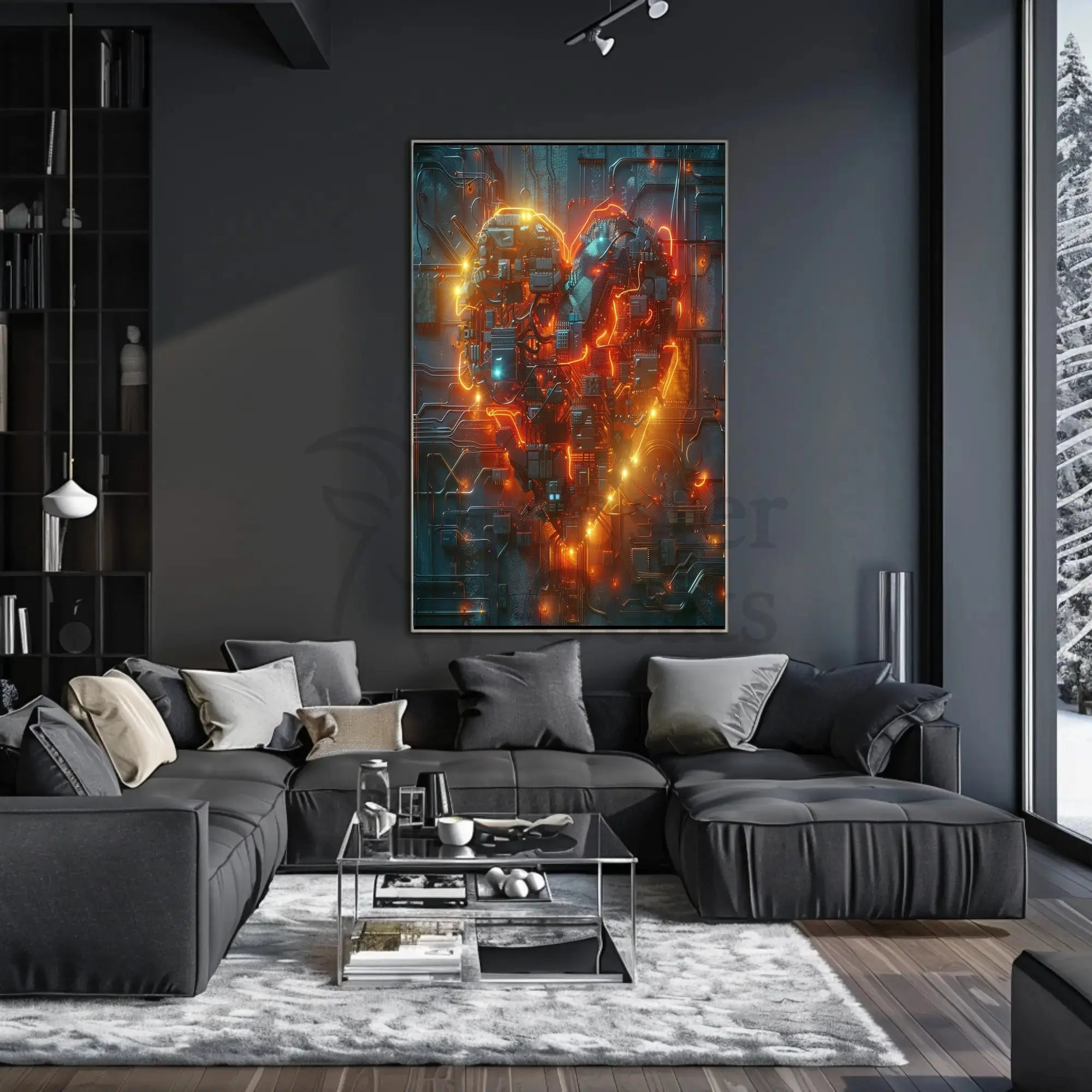 Cybernetic Heart Circuitry: Futuristic Sci-Fi Poster PosterGoat