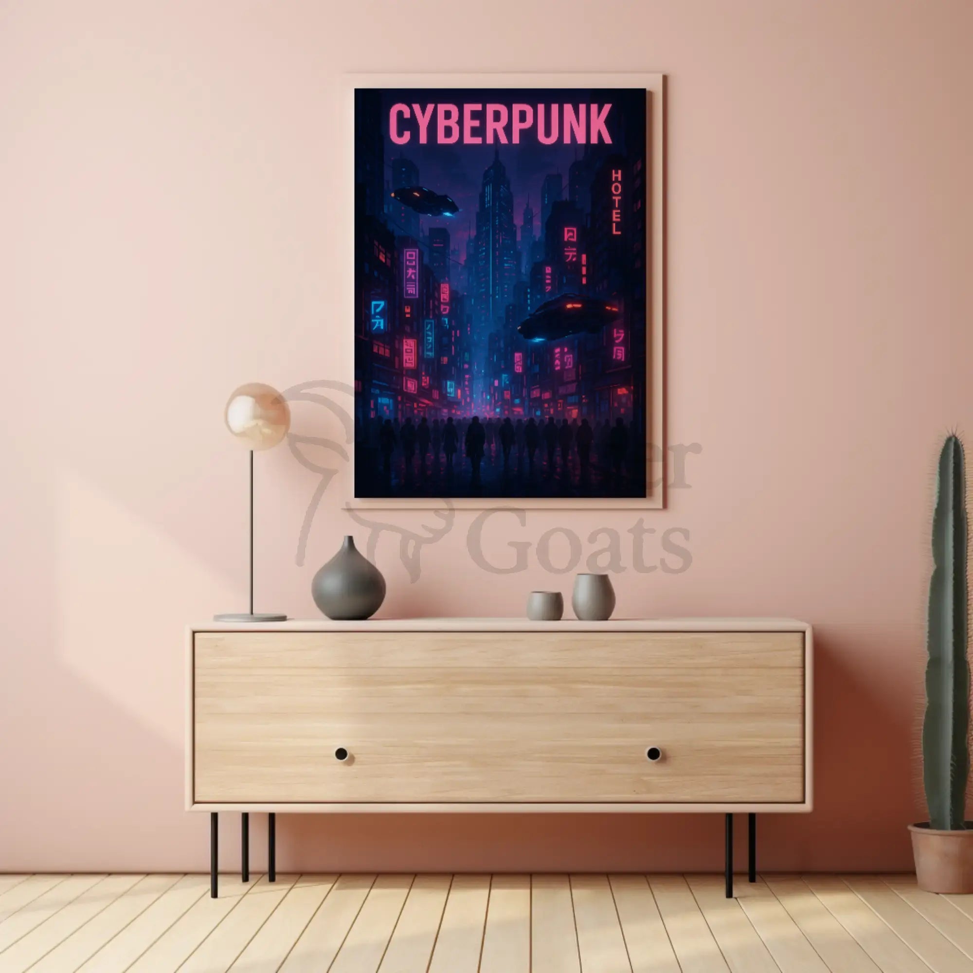 Cyberpunk Cityscape Neon Lights Futuristic Sci-Fi Poster PosterGoat