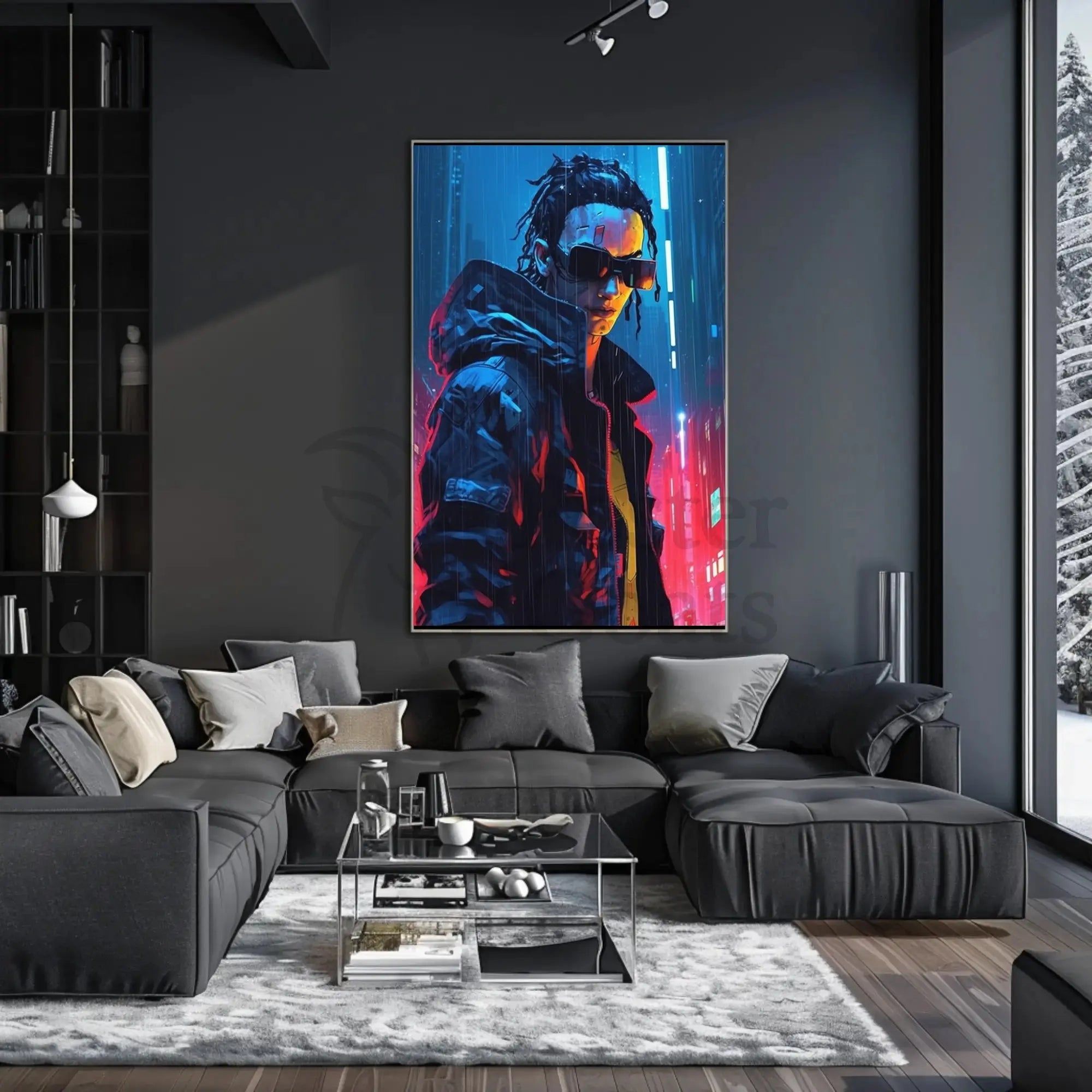 Cyberpunk Cityscape with Futuristic Vibes Futuristic Sci-Fi Poster PosterGoat