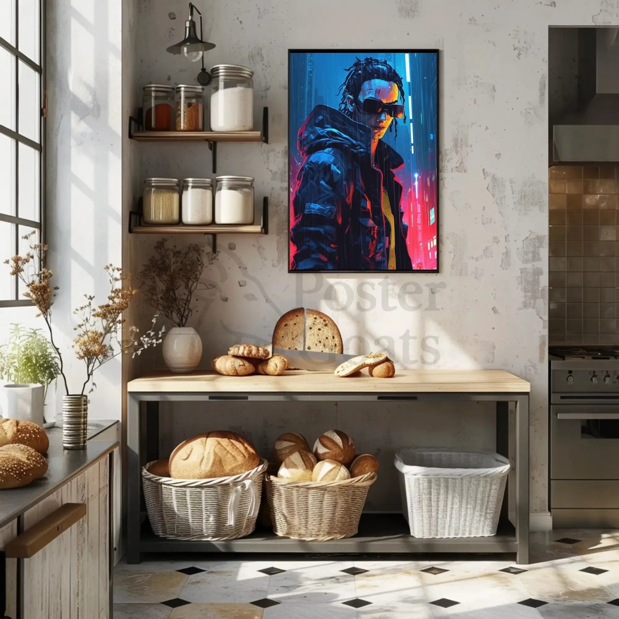 Cyberpunk Cityscape with Futuristic Vibes Futuristic Sci-Fi Poster PosterGoat