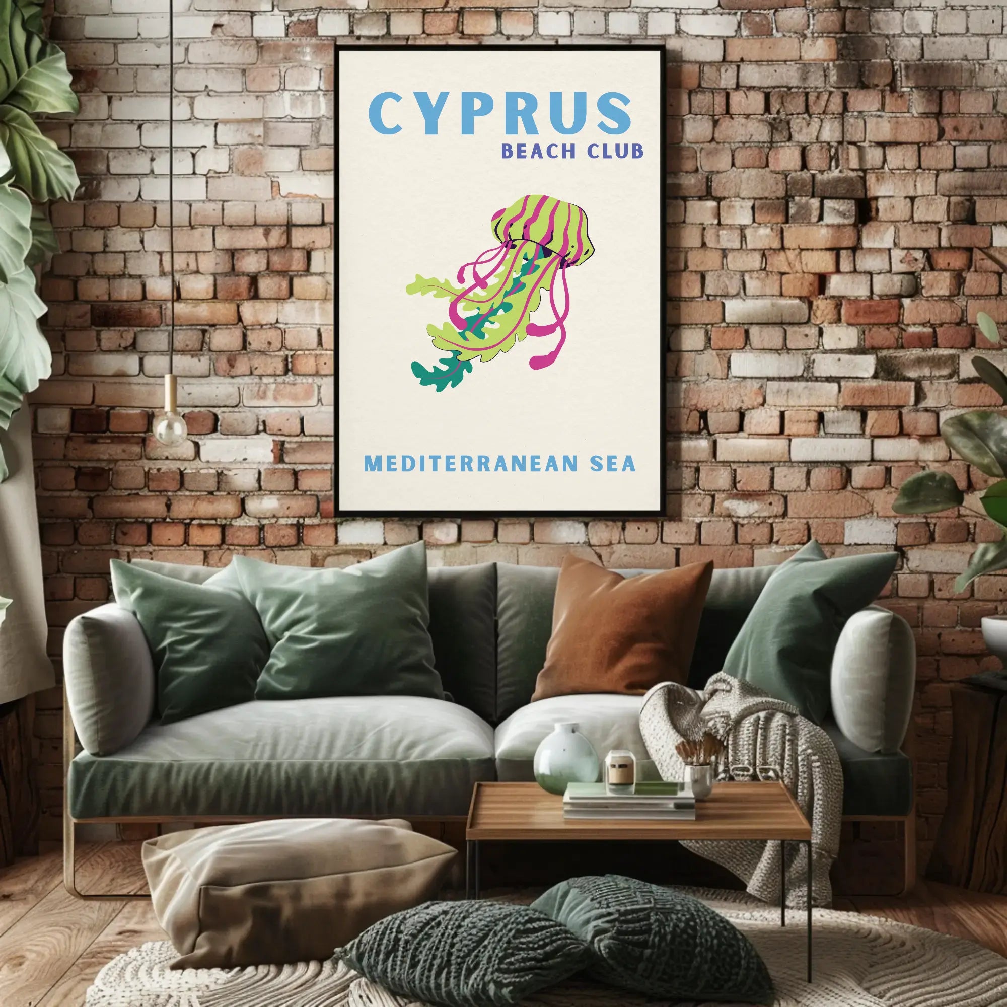 Cyprus Beach Club Retro Travel Poster PosterGoat