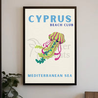 Cyprus Beach Club Retro Travel Poster PosterGoat