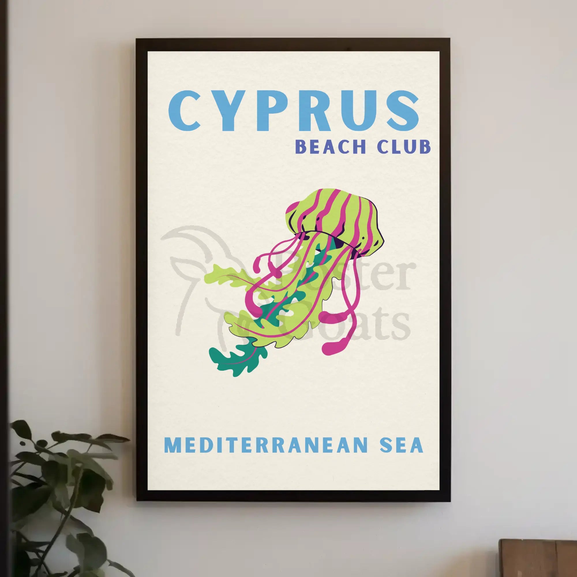 Cyprus Beach Club Retro Travel Poster PosterGoat