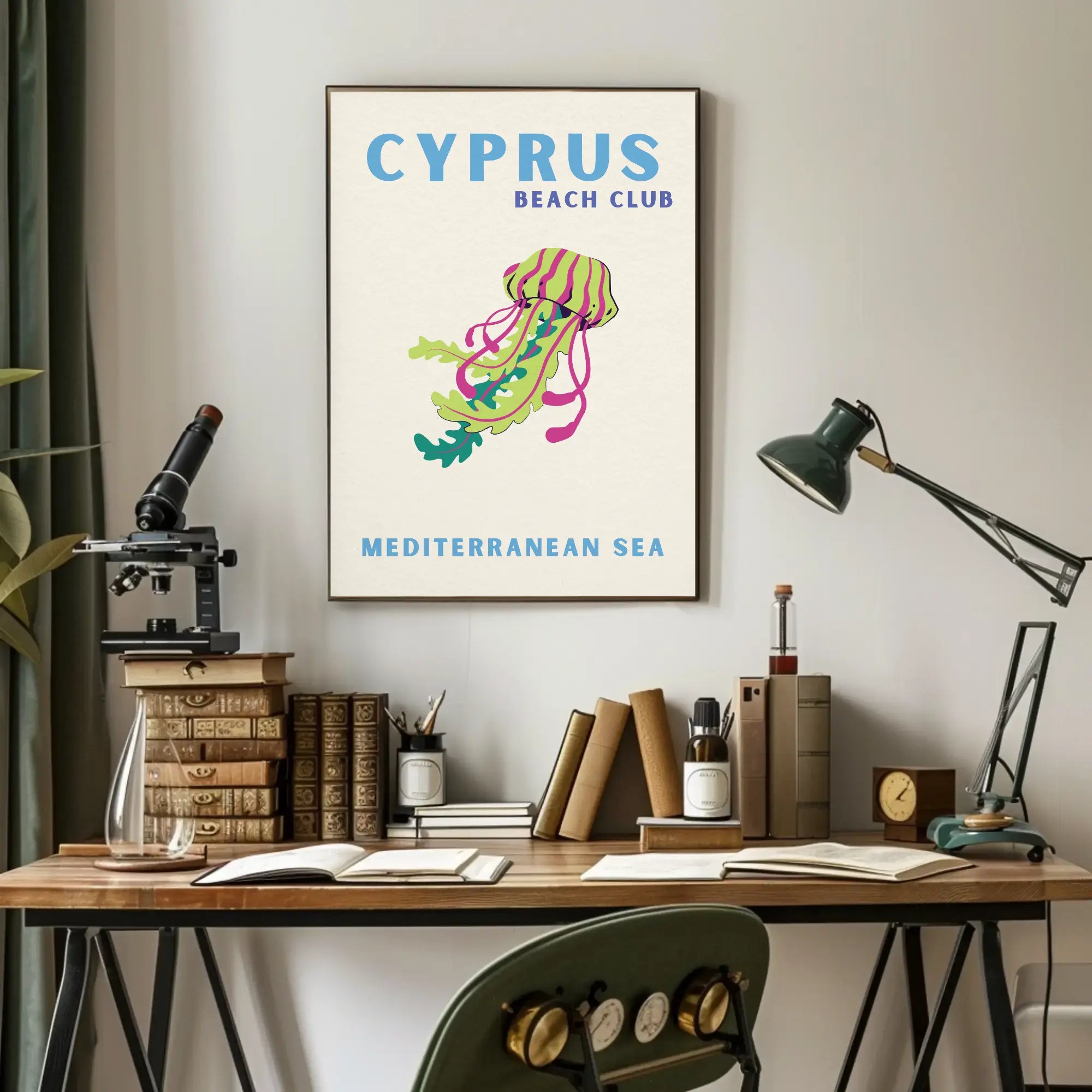 Cyprus Beach Club Retro Travel Poster PosterGoat