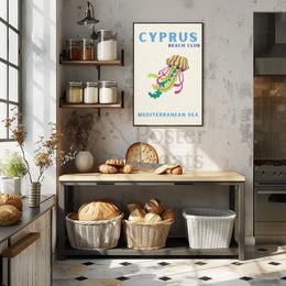 Cyprus Beach Club Retro Travel Poster PosterGoat