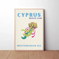 Cyprus Beach Club Retro Travel Poster PosterGoat