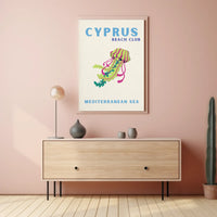 Cyprus Beach Club Retro Travel Poster PosterGoat
