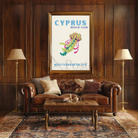Cyprus Beach Club Retro Travel Poster PosterGoat