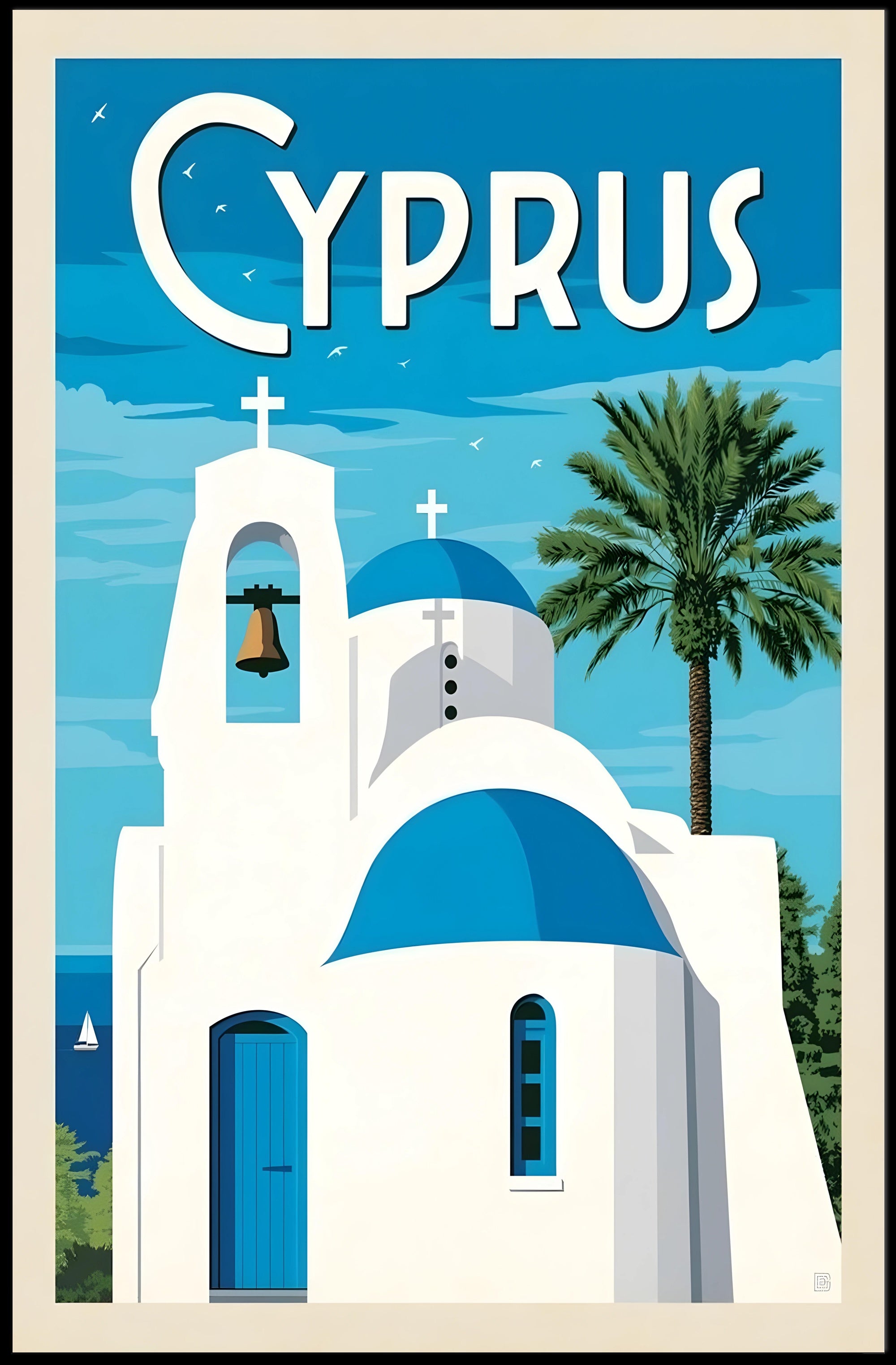 Cyprus Coastal Scene Travel Poster PosterGoat