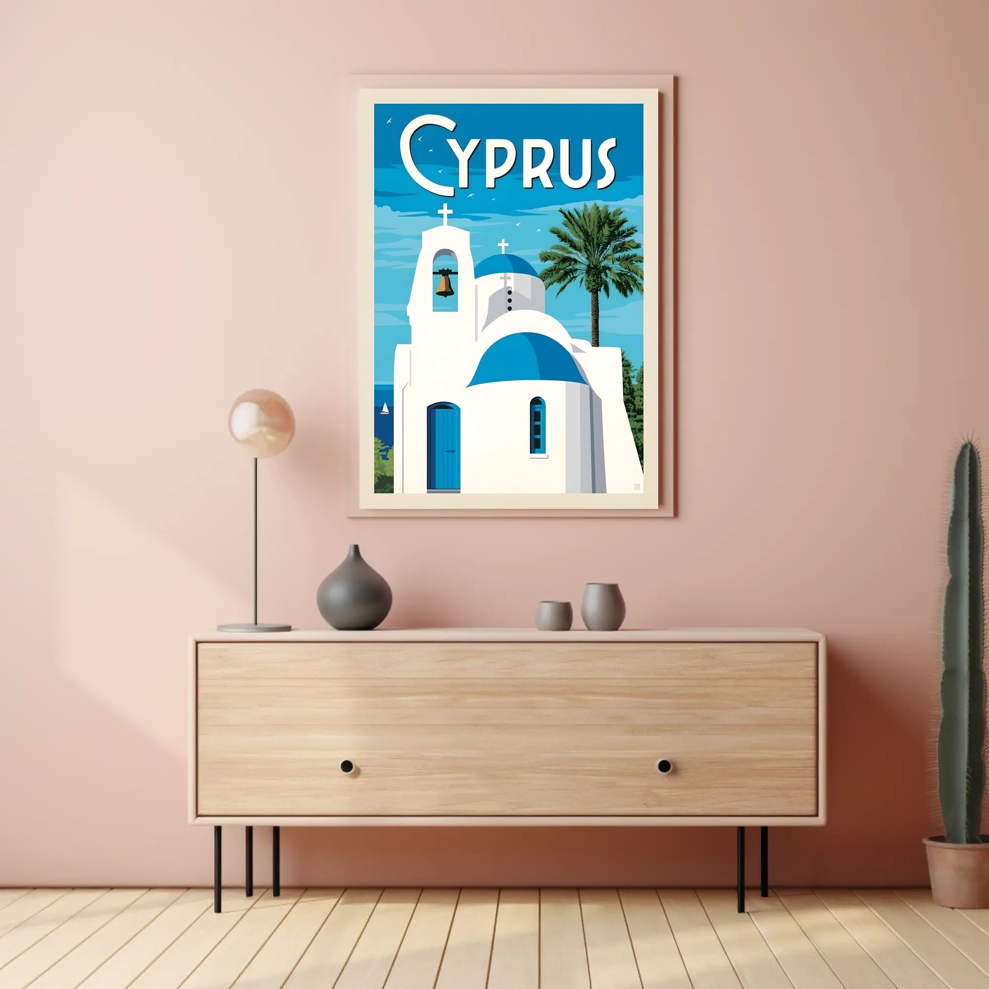 Cyprus Coastal Scene Travel Poster PosterGoat