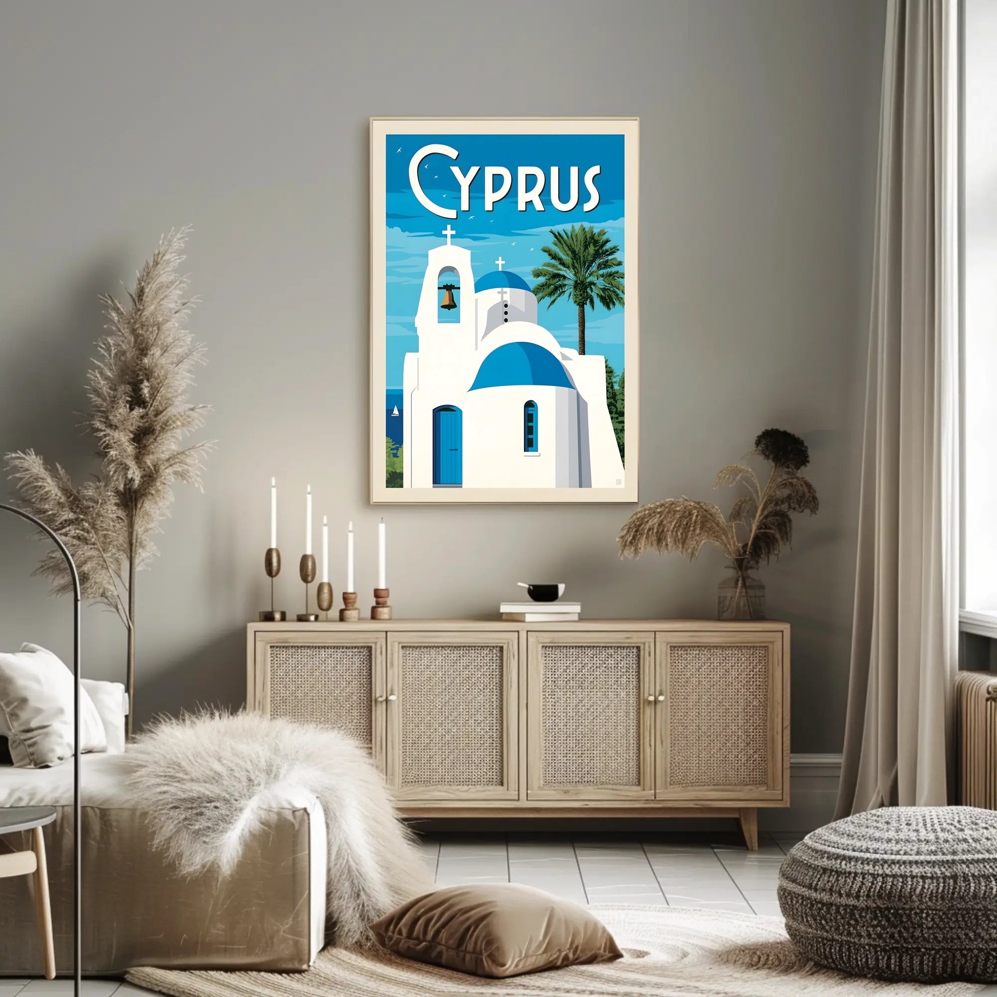 Cyprus Coastal Scene Travel Poster PosterGoat
