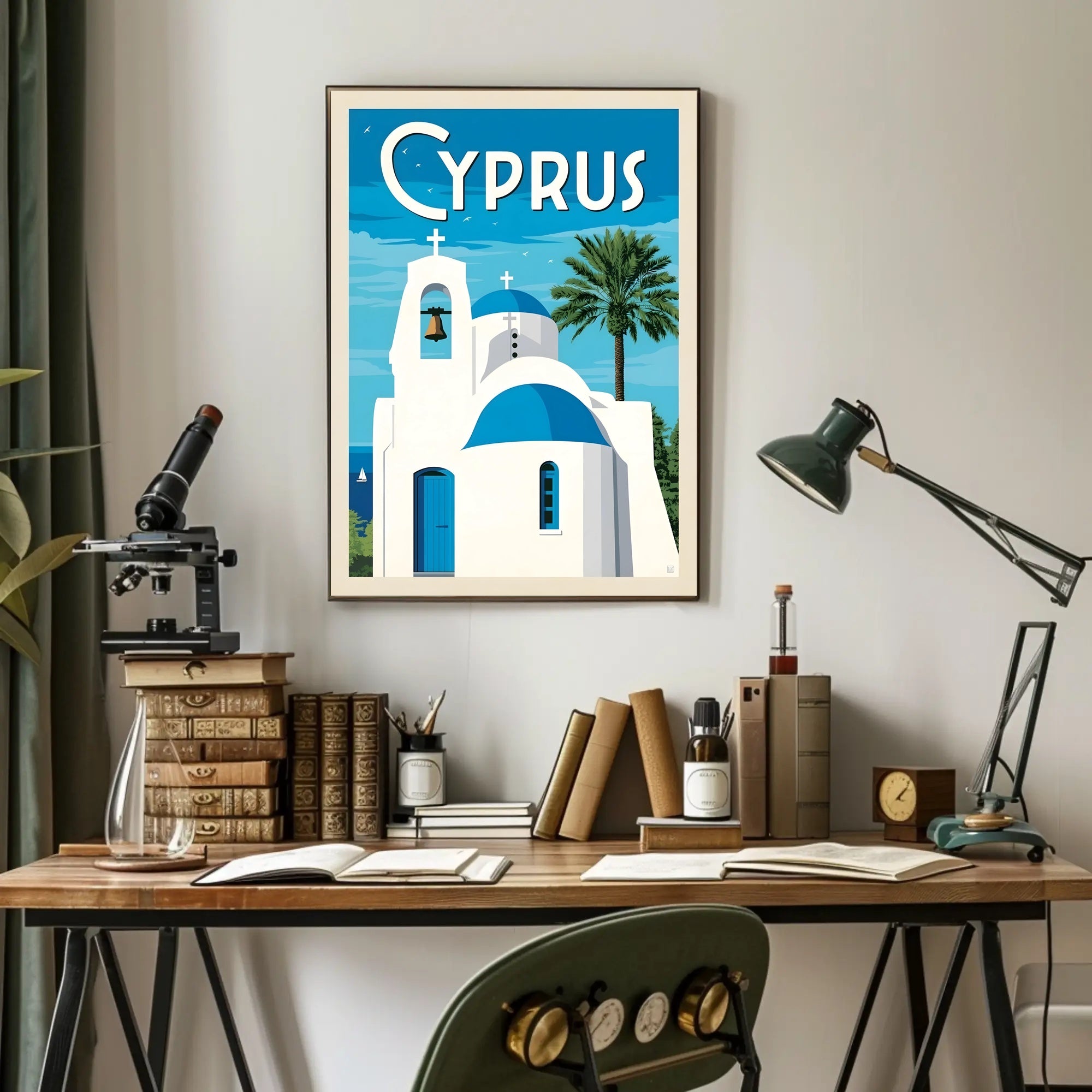 Cyprus Coastal Scene Travel Poster PosterGoat