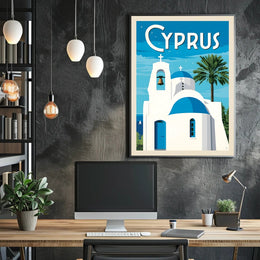 Cyprus Coastal Scene Travel Poster PosterGoat