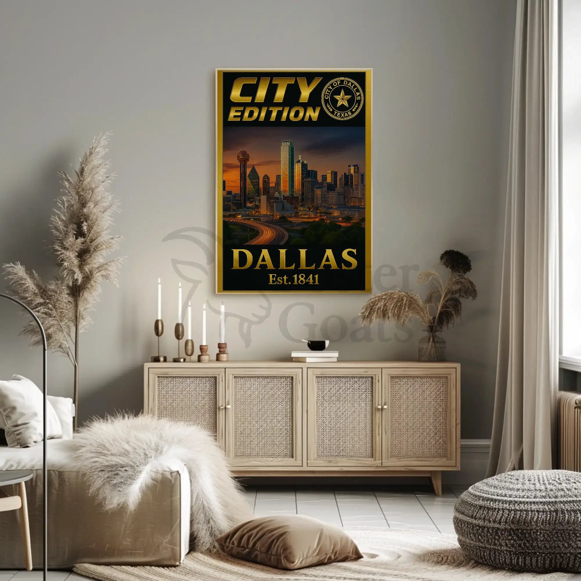 Dallas City Skyline Edition Travel Poster PosterGoat