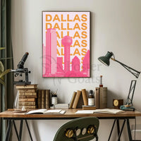 Dallas Cityscape Modern Art Travel Poster PosterGoat