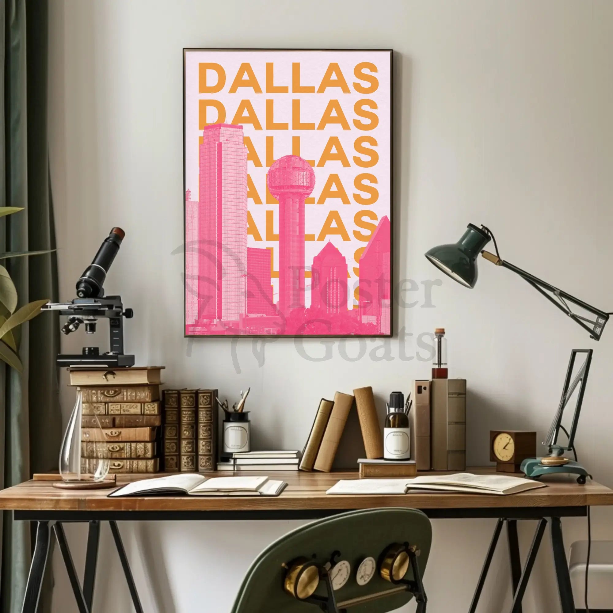 Dallas Cityscape Modern Art Travel Poster PosterGoat