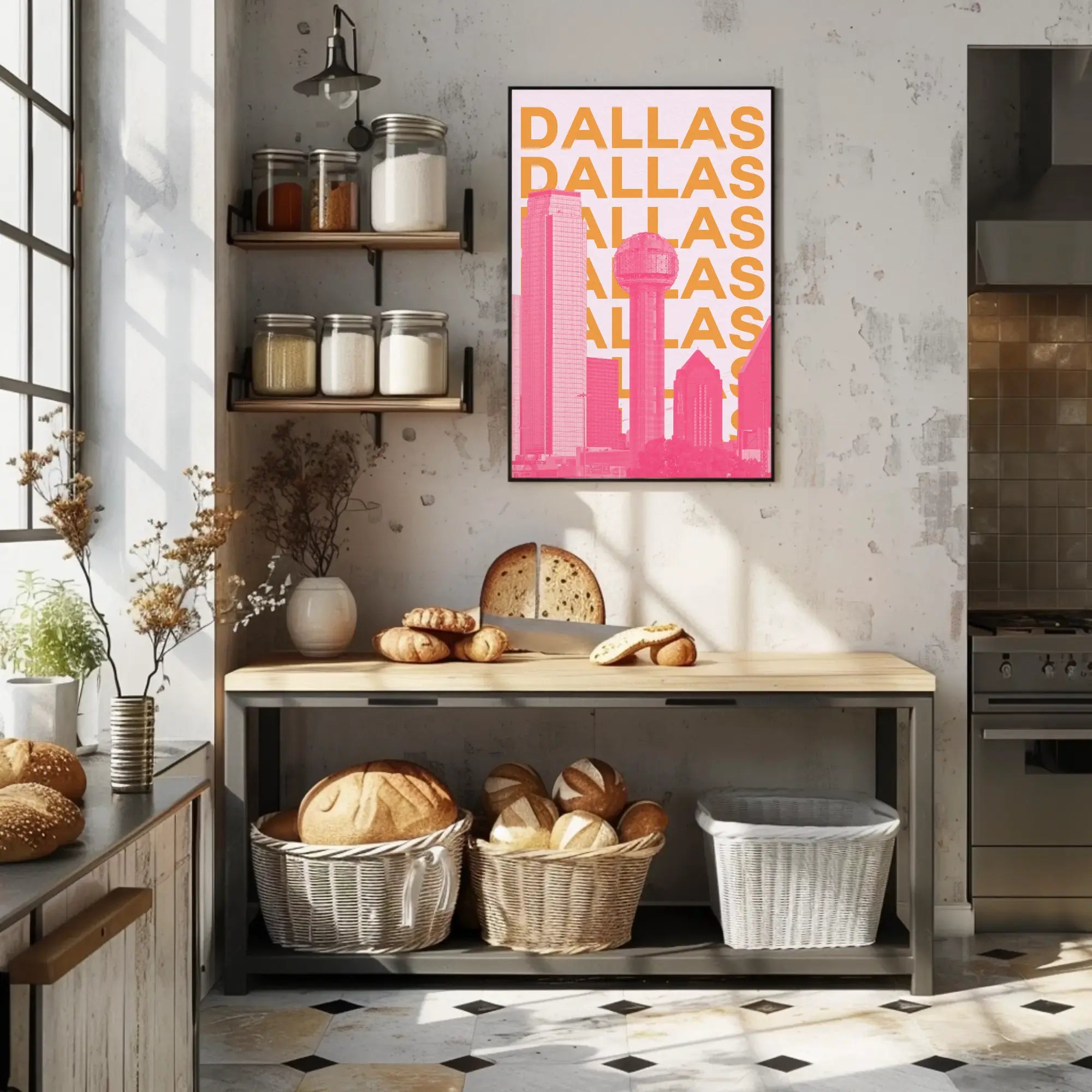 Dallas Cityscape Modern Art Travel Poster PosterGoat