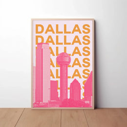 Dallas Cityscape Modern Art Travel Poster PosterGoat