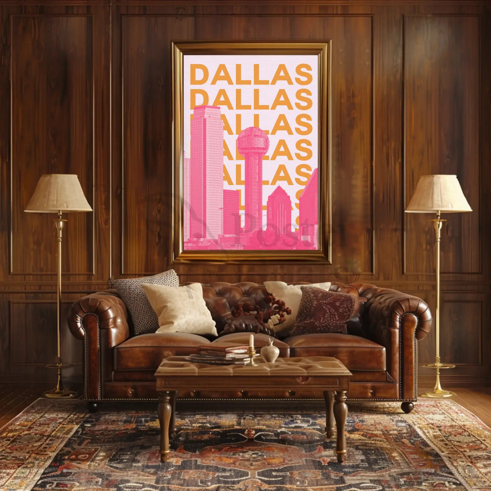 Dallas Cityscape Modern Art Travel Poster PosterGoat