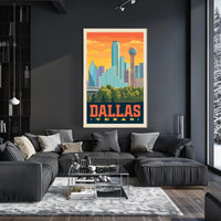Dallas Cityscape Retro Travel Poster PosterGoat