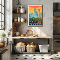 Dallas Cityscape Retro Travel Poster PosterGoat