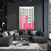 Dallas Cityscape in Pink and Green Pop Art Poster PosterGoat