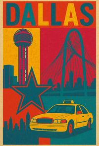 Dallas Landmarks Vintage Art Travel Poster PosterGoat