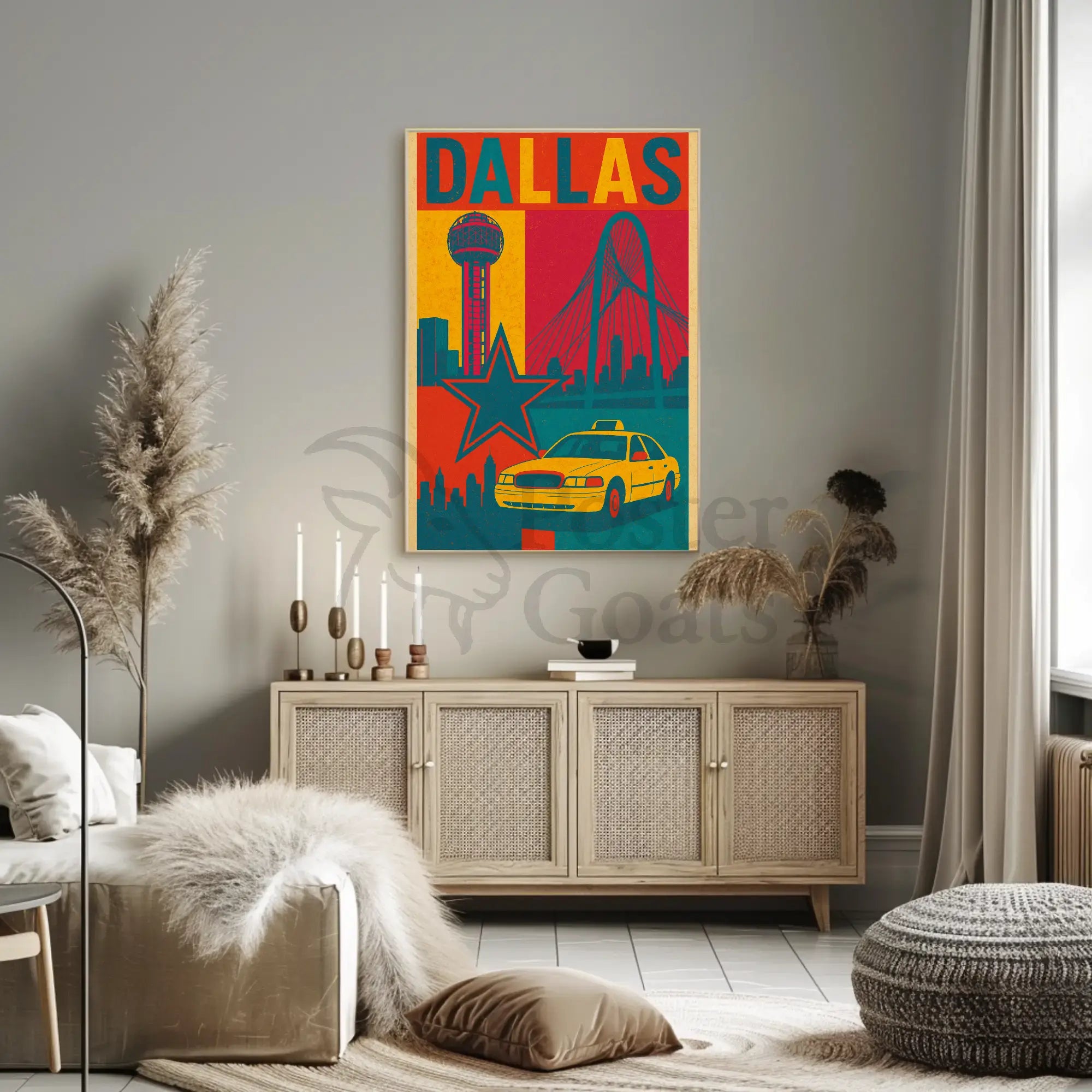 Dallas Landmarks Vintage Art Travel Poster PosterGoat