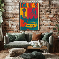 Dallas Landmarks Vintage Art Travel Poster PosterGoat