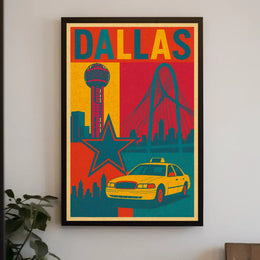Dallas Landmarks Vintage Art Travel Poster PosterGoat