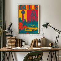 Dallas Landmarks Vintage Art Travel Poster PosterGoat