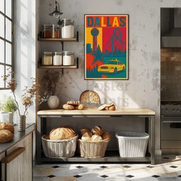 Dallas Landmarks Vintage Art Travel Poster PosterGoat