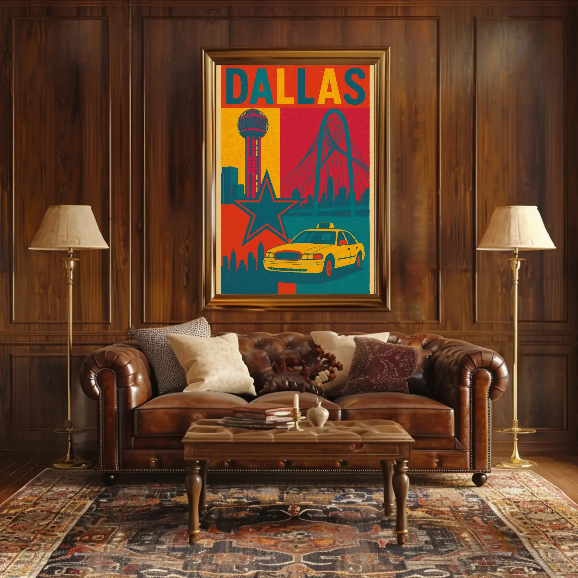 Dallas Landmarks Vintage Art Travel Poster PosterGoat