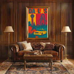 Dallas Landmarks Vintage Art Travel Poster PosterGoat