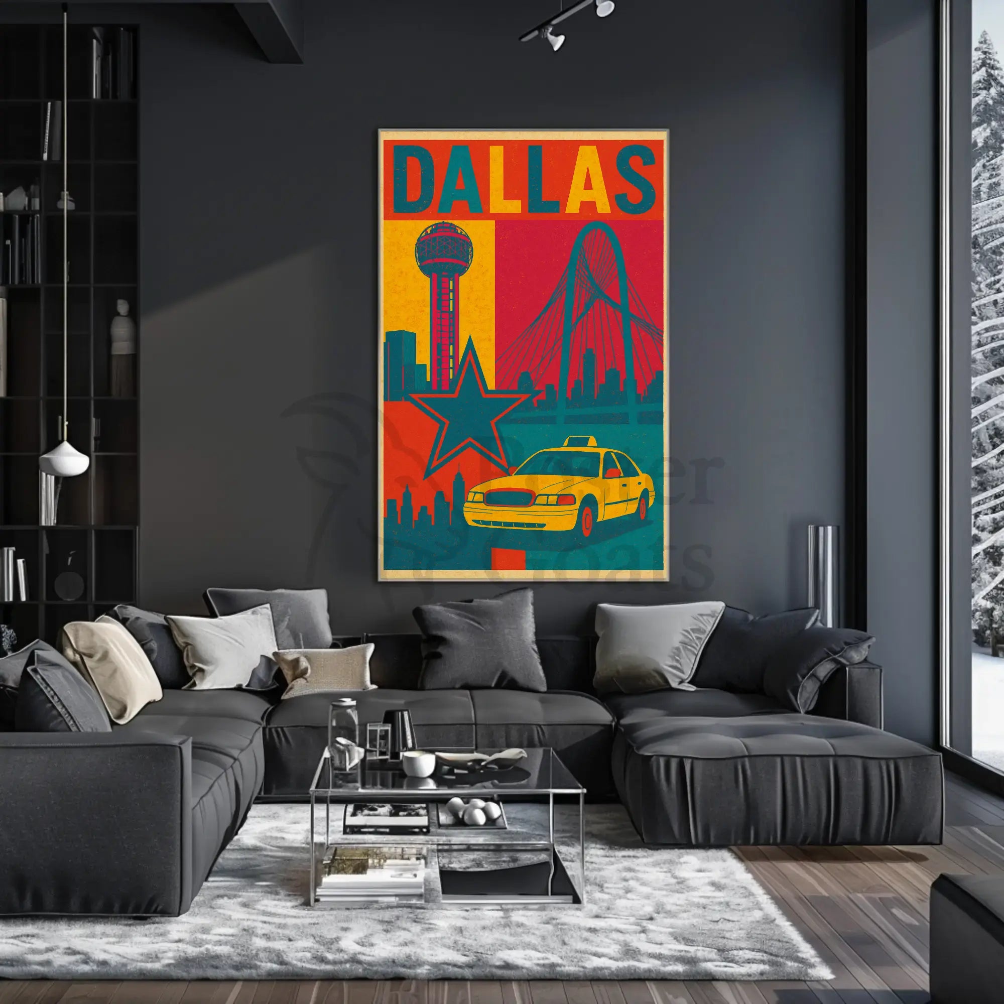 Dallas Landmarks Vintage Art Travel Poster PosterGoat