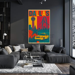 Dallas Landmarks Vintage Art Travel Poster PosterGoat