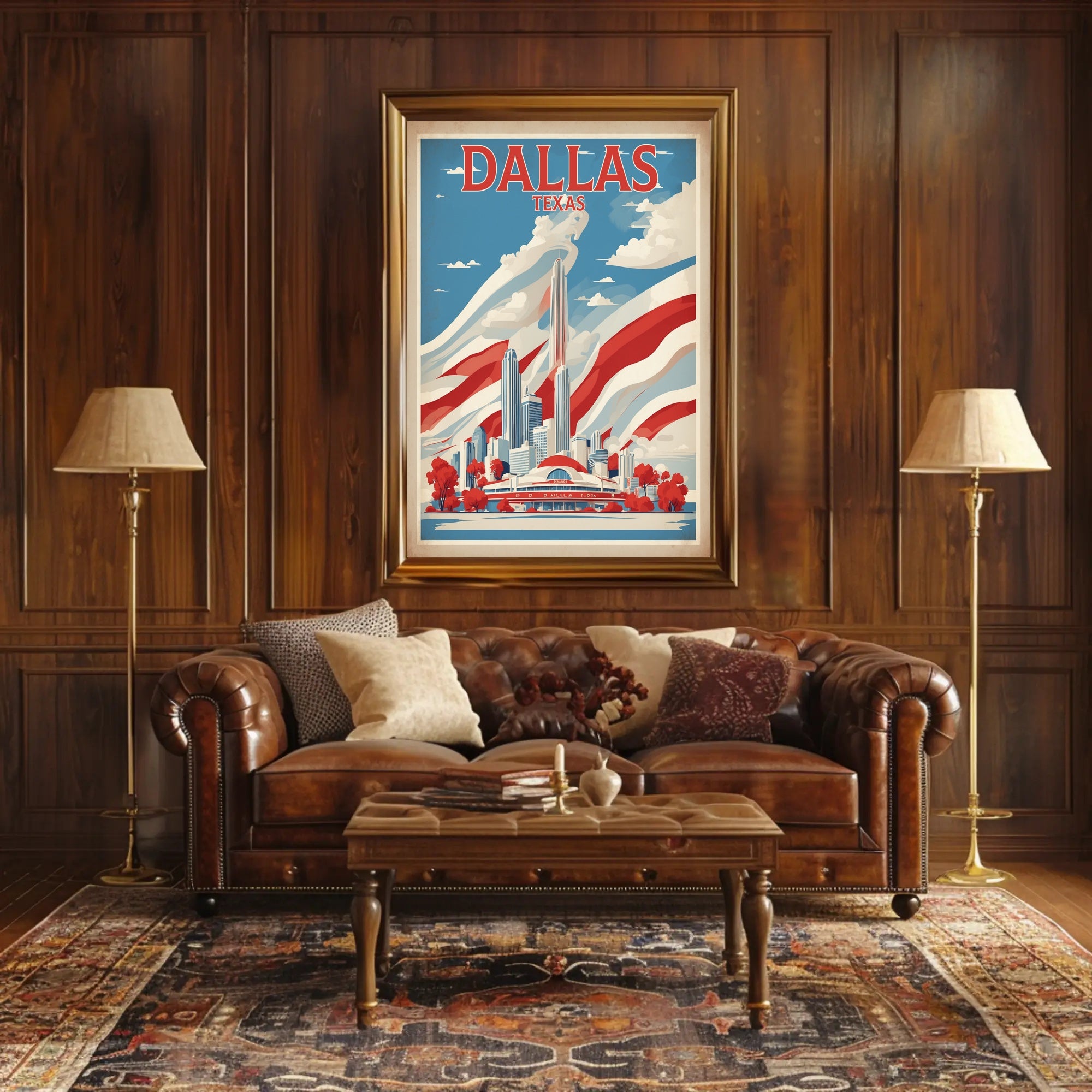 Dallas Skyline Retro Modern Urban Cityscape Poster PosterGoat