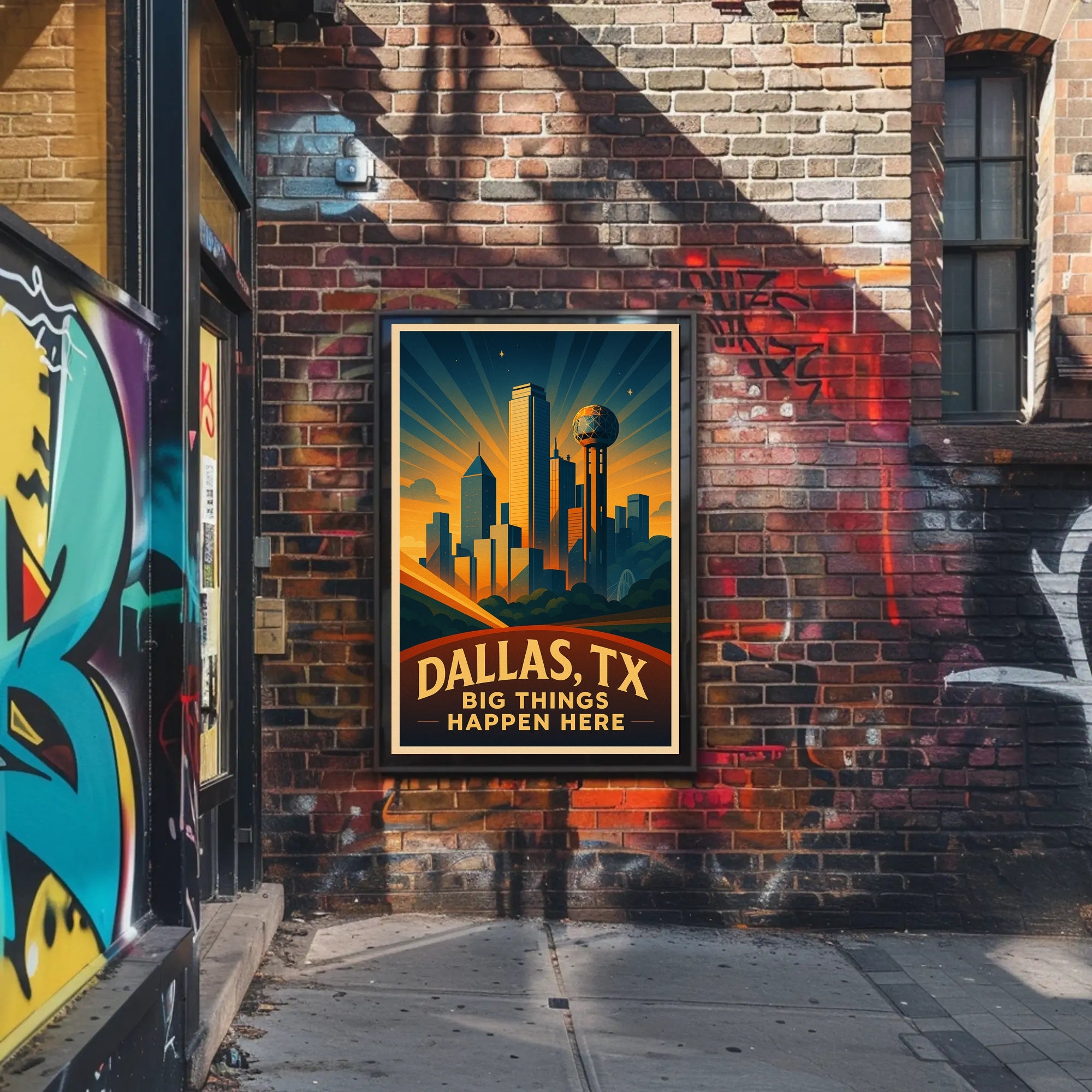Dallas TX Vintage Big Things Happen Here Poster PosterGoat