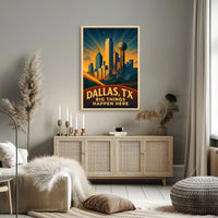 Dallas TX Vintage Big Things Happen Here Poster PosterGoat