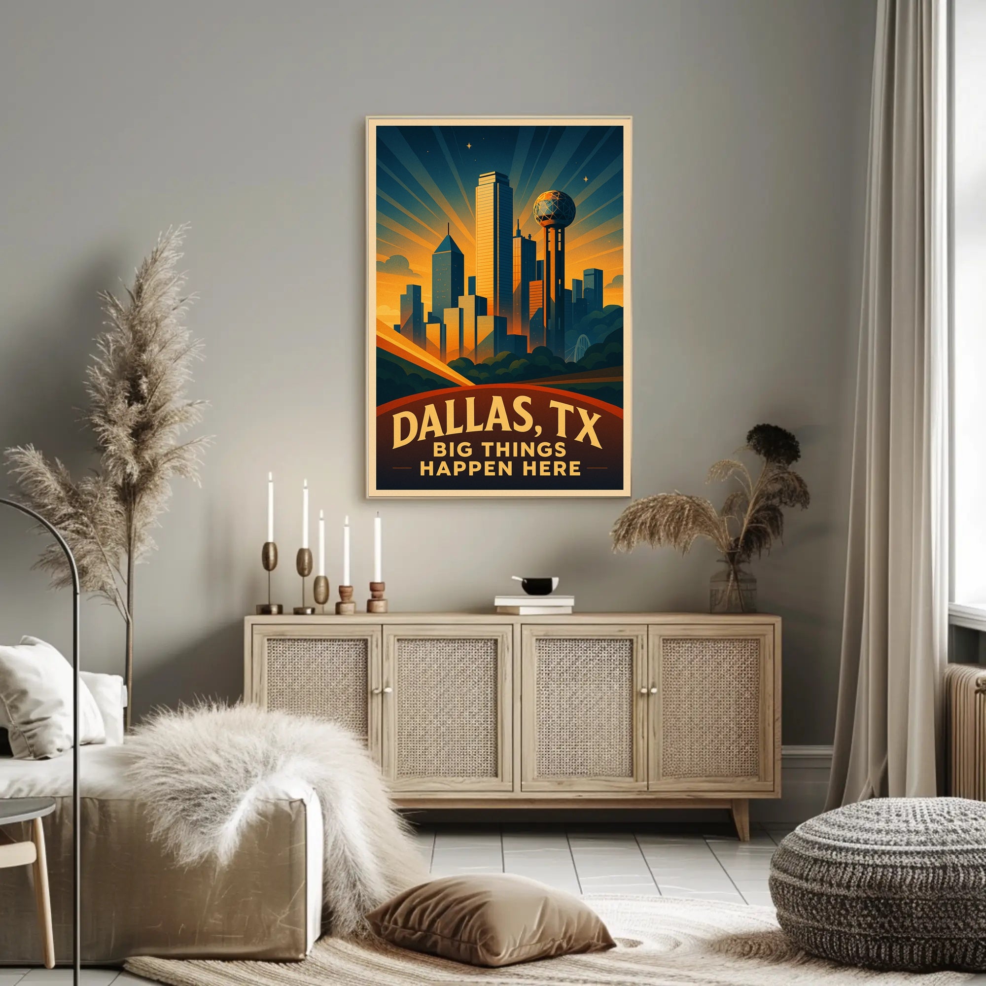 Dallas TX Vintage Big Things Happen Here Poster PosterGoat