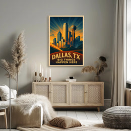 Dallas TX Vintage Big Things Happen Here Poster PosterGoat