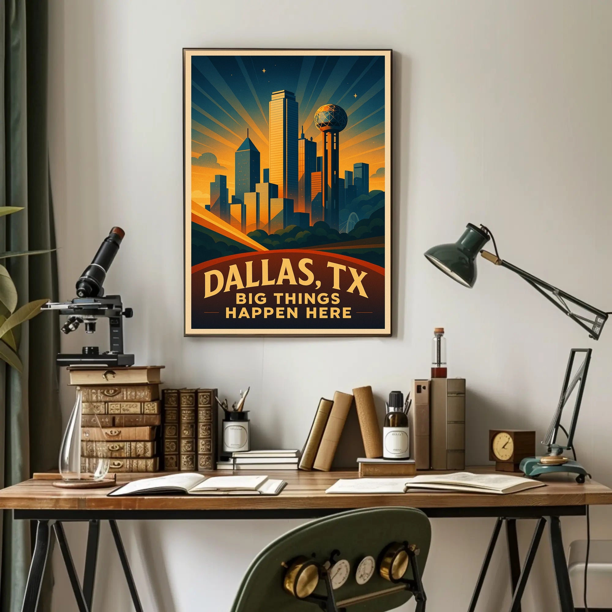 Dallas TX Vintage Big Things Happen Here Poster PosterGoat