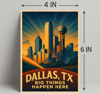 Dallas TX Vintage Big Things Happen Here Poster PosterGoat