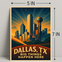 Dallas TX Vintage Big Things Happen Here Poster PosterGoat
