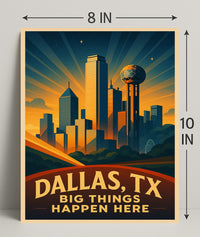 Dallas TX Vintage Big Things Happen Here Poster PosterGoat