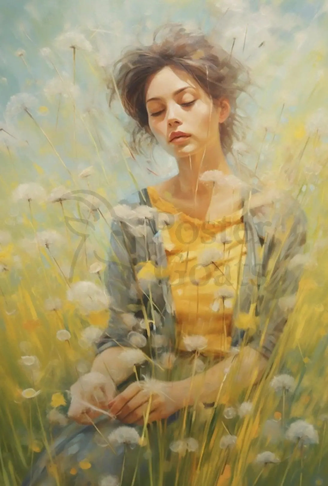 Dandelion Dreams Springtime Serenity Artistic Poster PosterGoat