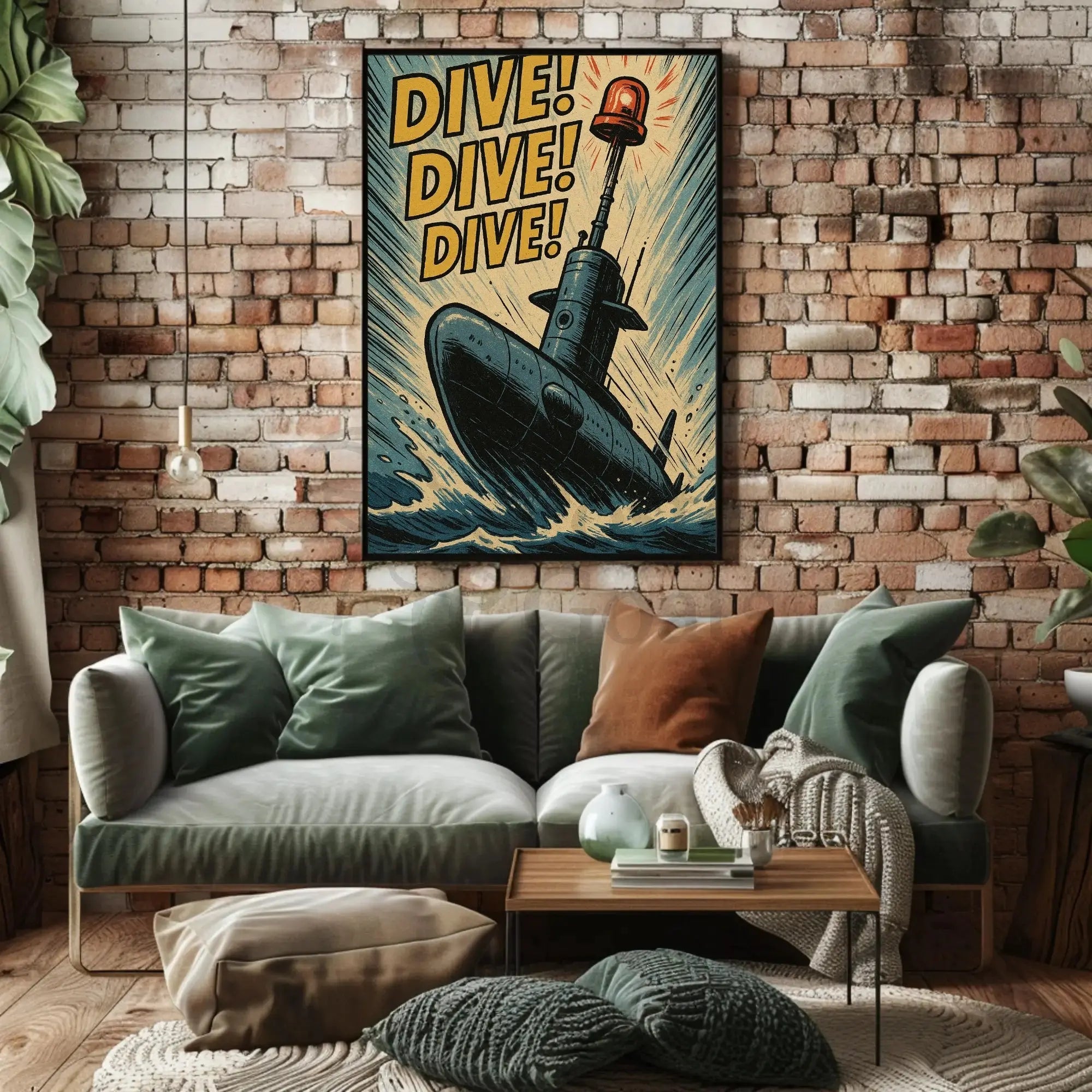 Daring Submarine Dive Vintage Military Recruitment Poster PosterGoat